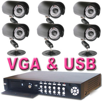 Completed security system 9CH network dvr 6 ccd cameras
