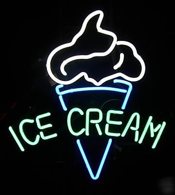 Vanilla ice cream cone parlor neon glass display sign 