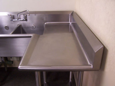 Stainless steel 2 compartment corner prep sink 