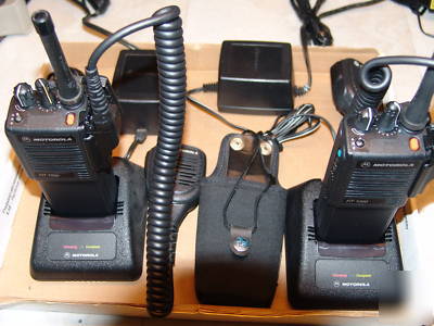 2 motorola HT1000 w/fast rate chargers & remote sp/mic