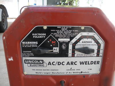 Lincoln electric welder ac/dc-225/125 arc welder 230 v