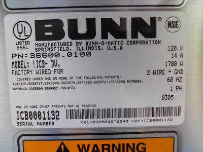 Bunn icb-dv coffee brewer mint condition 