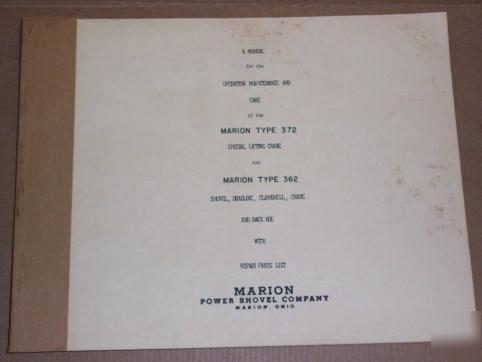 Marion 1950's 372 & 362 owner manual & parts list