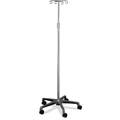 New medline wheeled deluxe iv stand pole 4 hook X2 