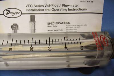 Dwyer visi-foat flowmeter 4-50 scfm cat no vfc-122 / 