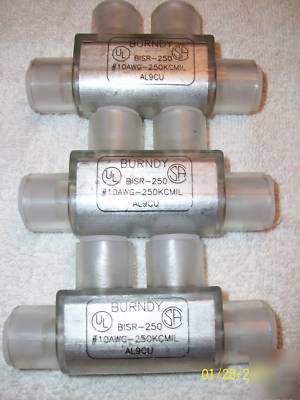 New (3) burndy insulated mechanical lugs bisr-250