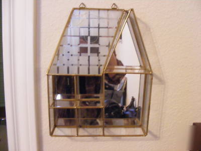 Unique vintage brass & glass display
