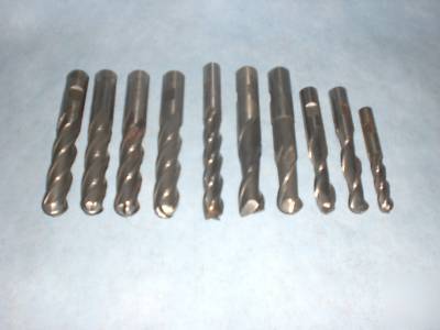 10 hss end mills ball & flat 5/8 1/2 3/8 machinist usa