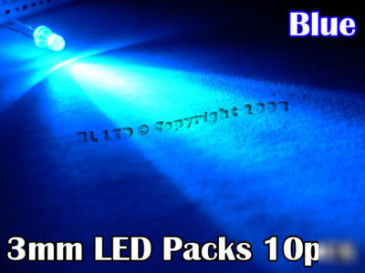 10 x high intensity 3MM led light pack diy pcb kit blue
