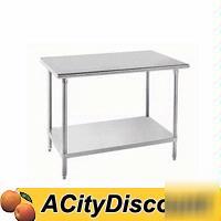 30X96 stainless worktable w galvanized legs, undershelf