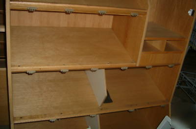 4- tall interlocking wooden store display cabinets