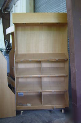 4- tall interlocking wooden store display cabinets