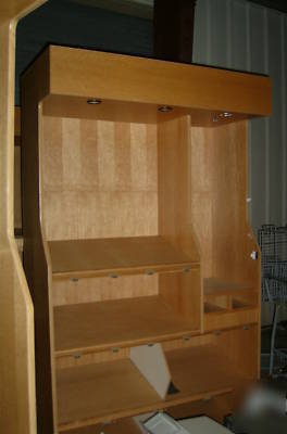 4- tall interlocking wooden store display cabinets