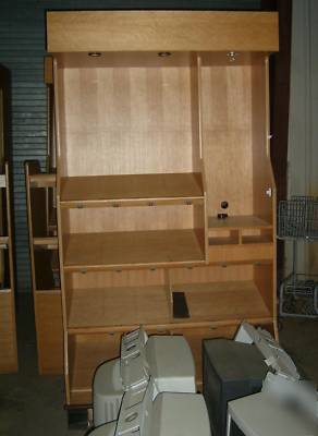 4- tall interlocking wooden store display cabinets