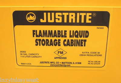 Justrite flammable liquid storage cabinet model #25302