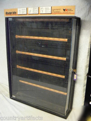 Locking wall mounted 55-peg display cabinet case 24X33 