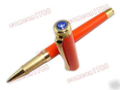 B28 jinhao orange roller ball pen w/amethyst inlayed