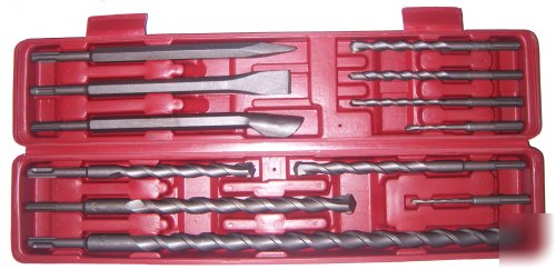 12PC sds hammer long drill flat pointed chisel bits set