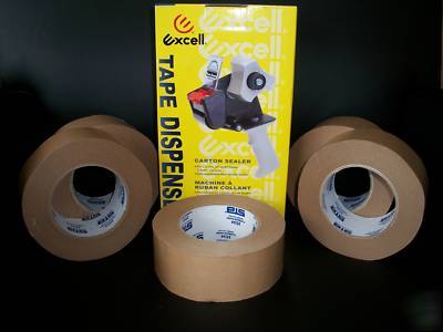5 rolls kraft box carton sealing tape and gun dispenser