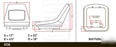 New kubota compact tractor seat a-35080-18400 black