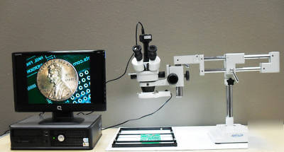 Trinocular microscope double bar microscope w/ ccd came