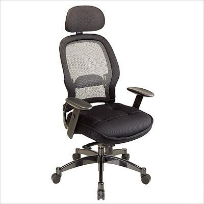 Deluxe exec chair seat mesh 2-way adjustable headrest