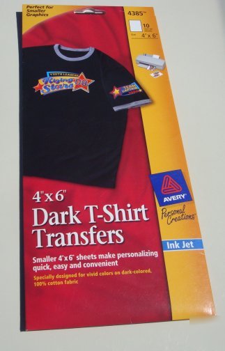 Avery dark t shirt transfers #4385 4X6 50 sheets