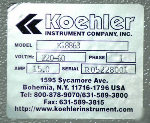 Koehler K18860 K18863 low temperature torque tester 