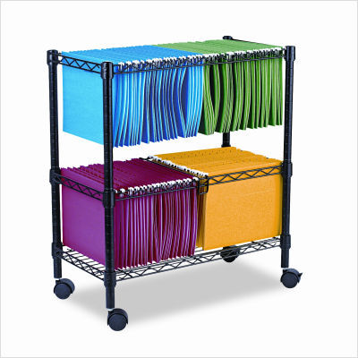 Alera two-tier rolling file cart, 26W X14D x 30H, black