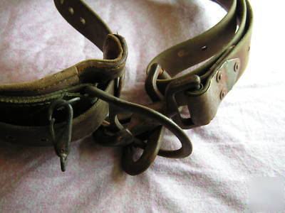 Leather linemans tree climber safety belt strap harness