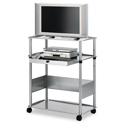 Four shelf wide screen av cart, 350LB capacity 41, gray