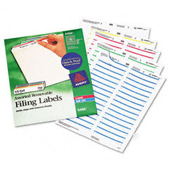 Filing labels, removable, laser/inkjet, 1/3 cut, assort