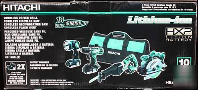 New hitachi KC18DBL 18V 4 pc cordless combo kit w case
