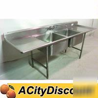 Used advance tabco 2 comp dish wash sink w/ drainboards