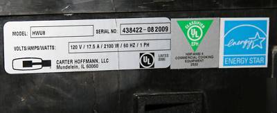 Carter hoffmann humidified holding cabinet warmer HWU8
