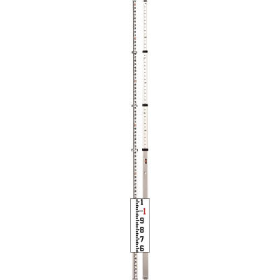 Telescoping aluminum leveling rod 13'l ft + 10THS grad