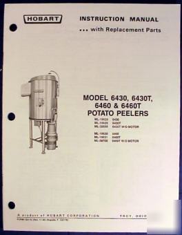 Hobart 6430 & 6460 potato peeler manual & parts book