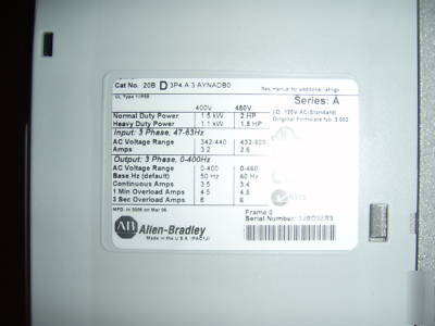 New allen bradley 2 hp 480 v vfd rockwell automation 