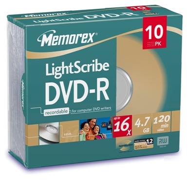 New memorex dvd-r 16X lightscribe 10 pack jewel case