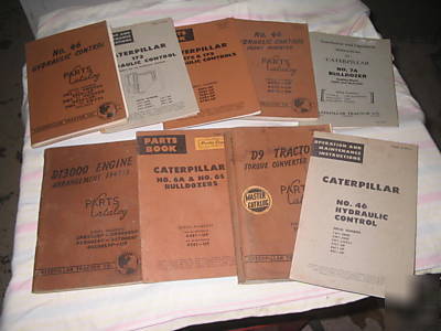 Vintage caterpillar manual parts & operators 9 booklets