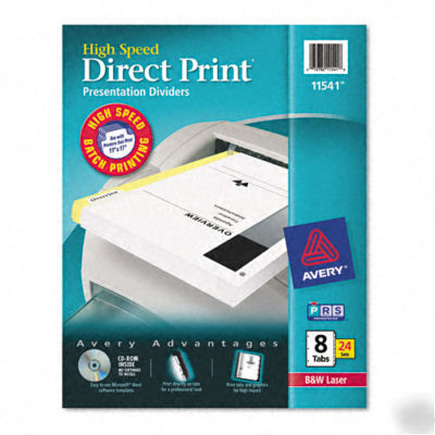 Avery 11541 white 8 tab presentation dividers, 24 sets