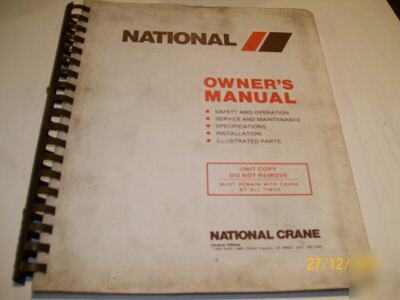 National grove crane N55 complete owners manual