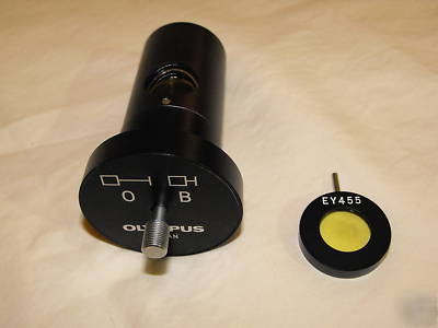Olympus bhtu fluorescence microscope with 5 plan obj.