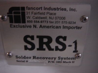 Earth-tronics solder recovery system srs-1 filtermate 