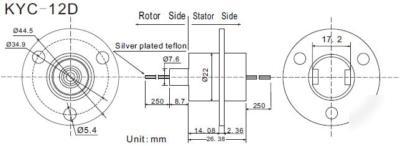 KYC12 series slip ring(12 wires, 2 amps)