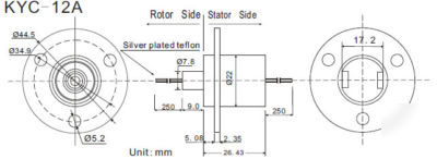 KYC12 series slip ring(12 wires, 2 amps)