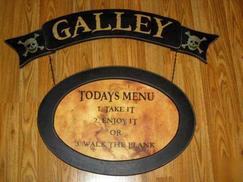 Olde time galley pirate pub/tavern/menu wood sign*huge 