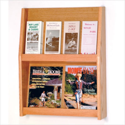 4 magazine and 8 brochure wall display wood light oak