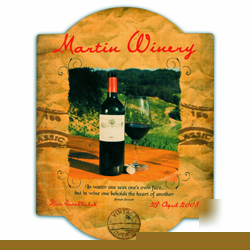 New personalized red wine bar sign laminated wood