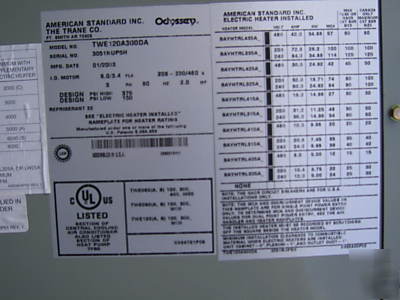 American standerd/trane hvac m#:TWE120A300DA lot of 3